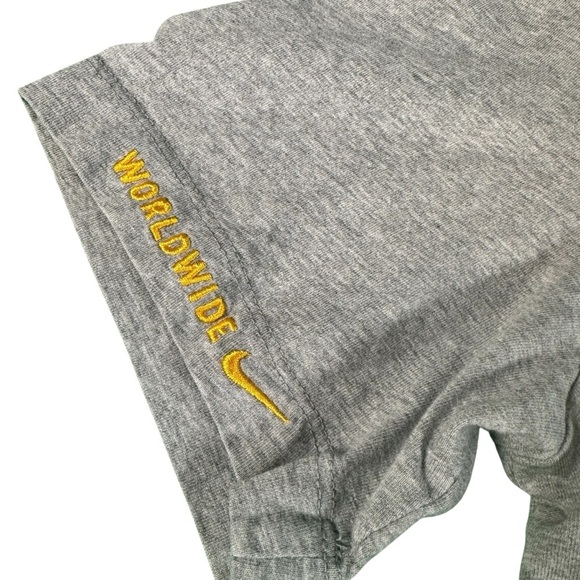 Nike Shirt Men's Size Small Gray Worldwide Globe Short Sleeve Swoosh Crew Neck - Picture 7 of 9